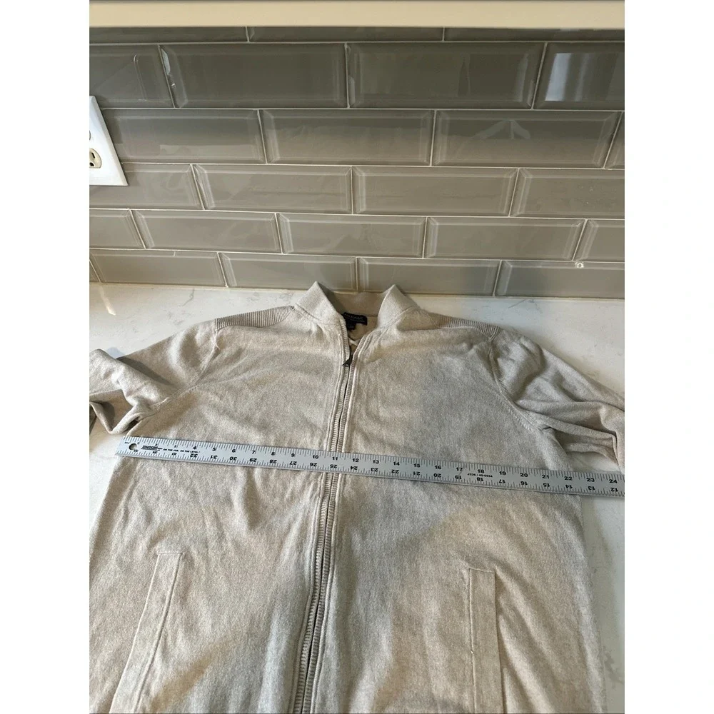 BANANA REPUBLIC Cotton Cashmere Full Zipper Cardigan‎ Beige SZ LARGE